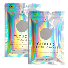 Value set of 2 Cloud 9 Silk Pillowcase Grey packaging on white background