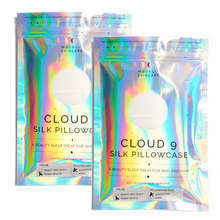 Value set of 2 Cloud 9 Silk Pillowcase White packaging on white background