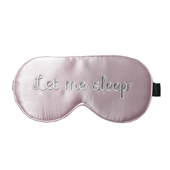 Pink Let Me Sleep Sleeping Eye Mask on white background