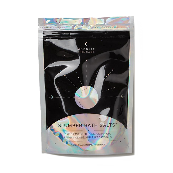 Slumber Bath Salts frankincense relaxing sleep in holo foil packaging