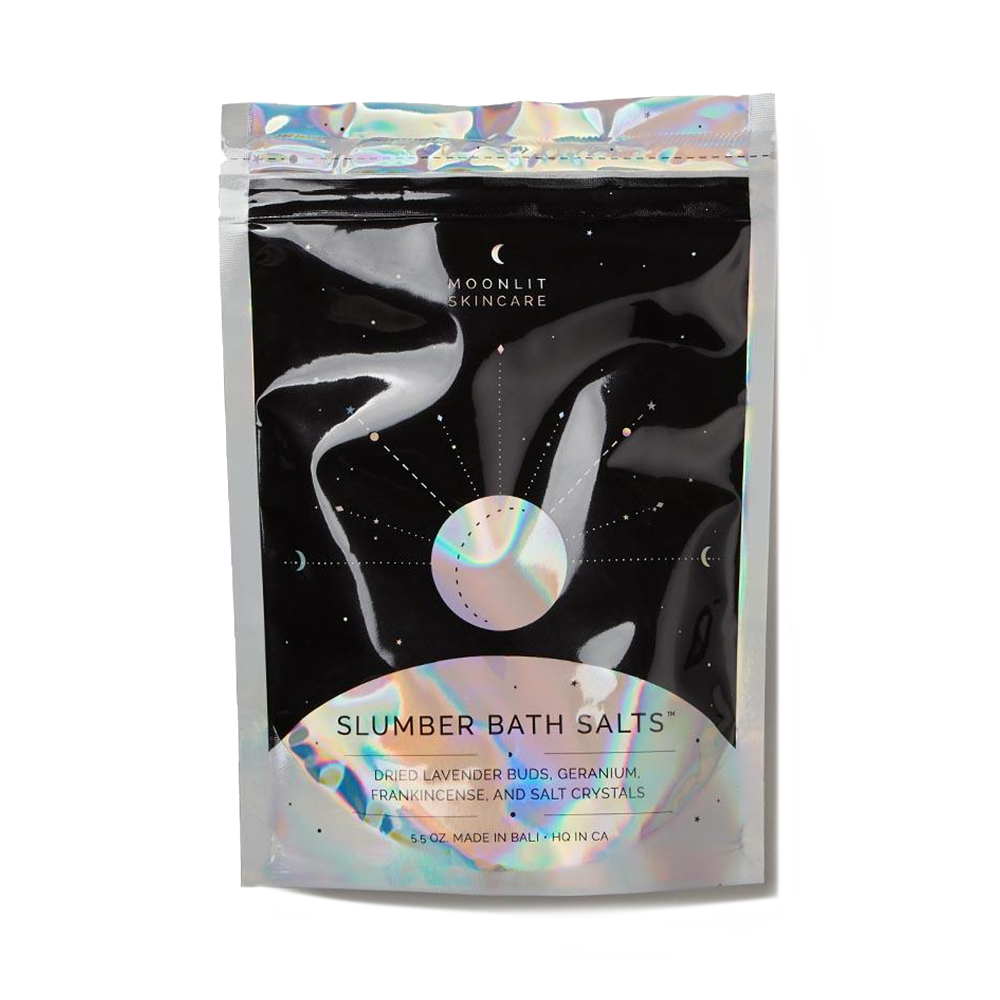 Slumber Bath Salts frankincense relaxing sleep in holo foil packaging